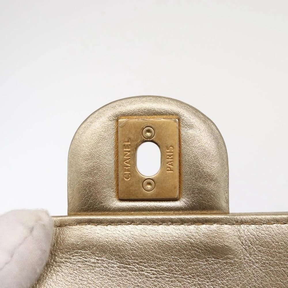 CHANEL Chain Shoulder Bag Lamb Skin Gold CC - Picture 14 of 16